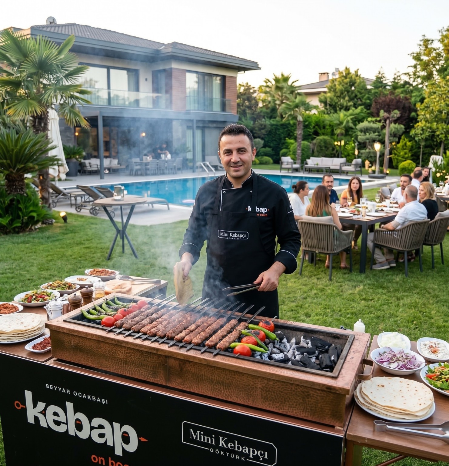 Kebap on Board villa bahçesinde yerinde kebap pişirme temsili görseli